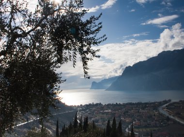 Lake Garda and city Naga-Torbole. Italy clipart