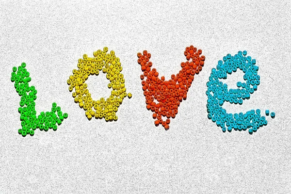 Word love. beads — Stock Photo, Image