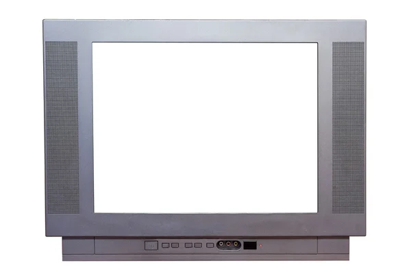 Fehér üres képernyő TV — Stock Fotó