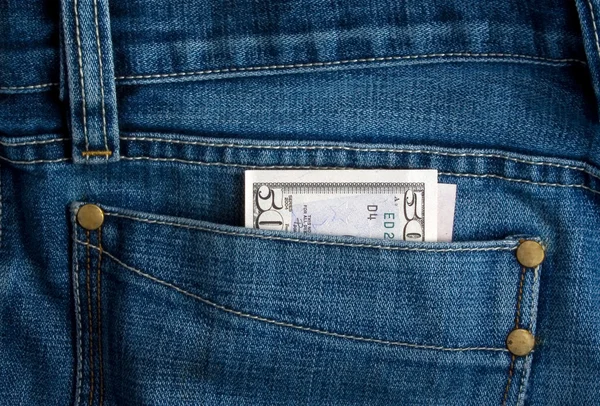 Dollar in jeans — Stock Photo, Image