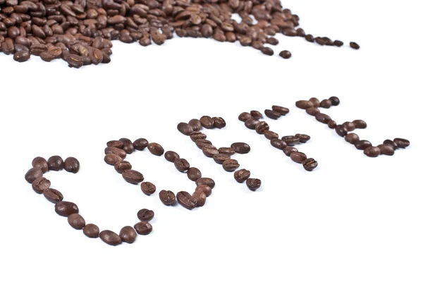 Inscription coffee beans — Stock Photo, Image