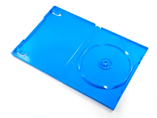 Coffret bleu d'un disque DVD isolé sur blanc — Photo