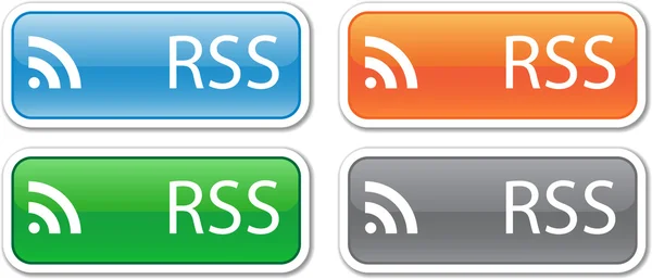 ปุ่ม RSS สี่เหลี่ยมผืนผ้า — ภาพเวกเตอร์สต็อก