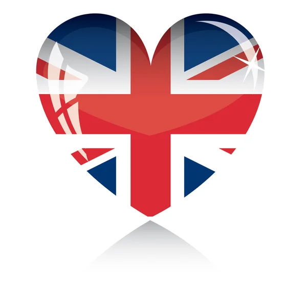 Vector heart with Britan flag — Stock Vector