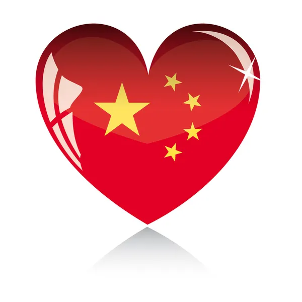 Cuore vettoriale con bandiera cinese — Vettoriale Stock