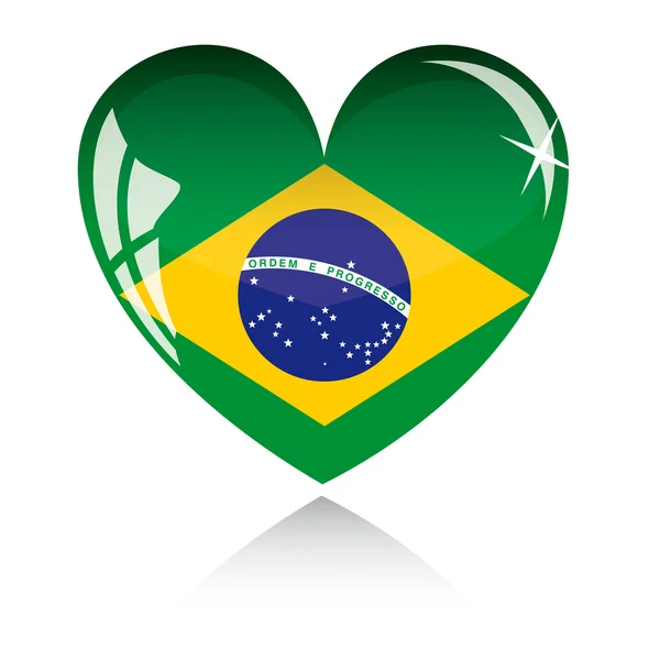 Vector heart with Brazil flag — Stock Vector