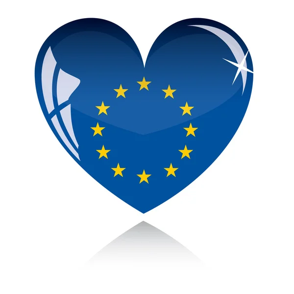 Avrupa bayrak ile vektör kalp — Stok Vektör