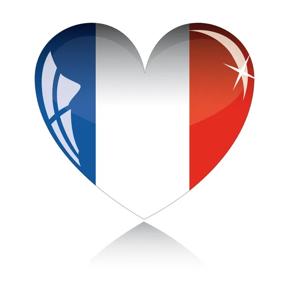 Coração de vetor com bandeira da França — Vetor de Stock