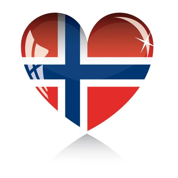 Coração de vetor com bandeira Norwey — Vetor de Stock