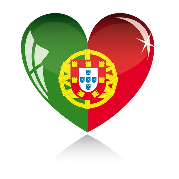 Cuore vettoriale con bandiera portoghese — Vettoriale Stock
