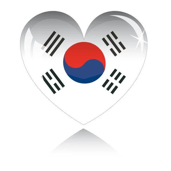 stock vector Vector heart with Korea flag