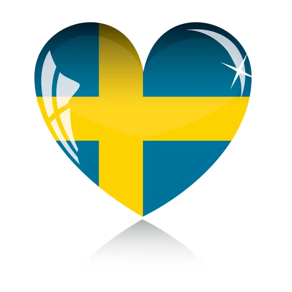 Vector heart with Sweden flag — Stock Vector