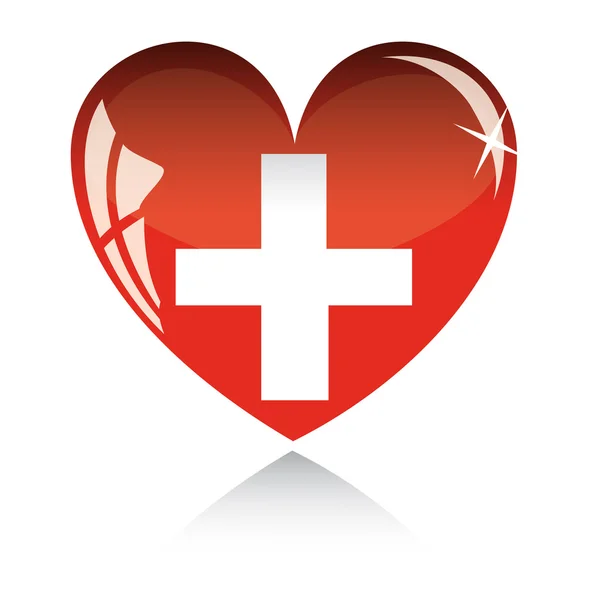 Διάνυσμα καρδιά με σημαία της Ελβετίας — Διανυσματικό Αρχείο
