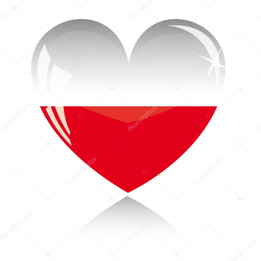 Vector heart with Poland flag