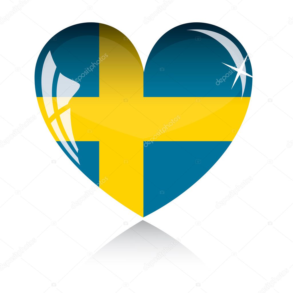 Vector heart with Sweden flag