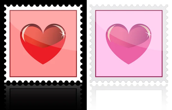 Γραμματόσημα με εικονίδιο καρδιά — Διανυσματικό Αρχείο