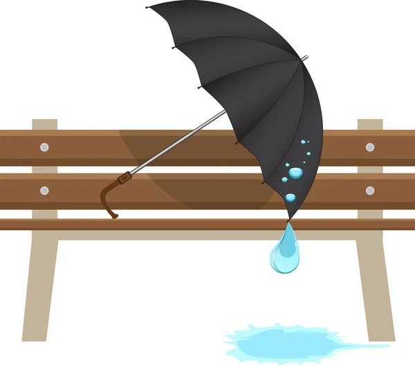 黑伞和一条长凳 — 图库矢量图片