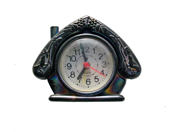 Uhr mit Wecker auf weißem Hintergrund — Stockfoto