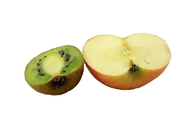 Cortar manzana y kiwi —  Fotos de Stock