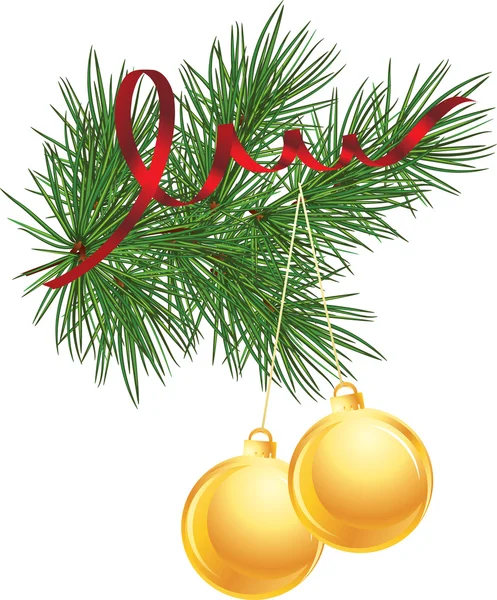 Αειθαλές δέντρο Χριστούγεννα με μπάλες — Διανυσματικό Αρχείο