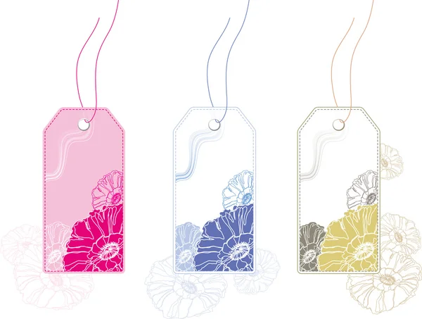 Poppy floral label — Stock Vector