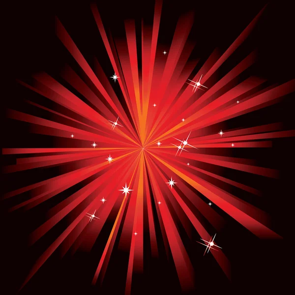 Rode ster vuurwerk — Stockvector
