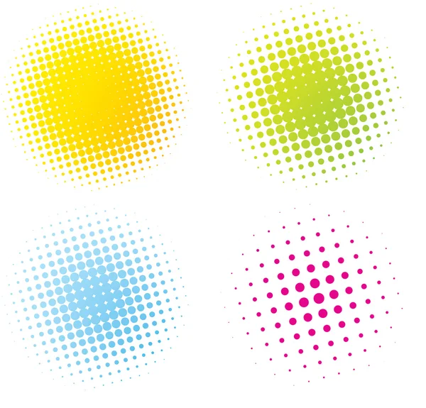 Color halftone collection in white — Stock Vector