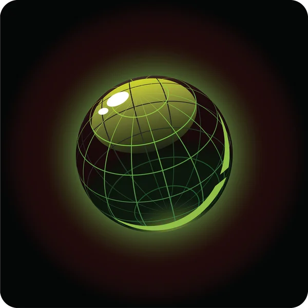 Esfera brilhante preta com purê verde — Vetor de Stock