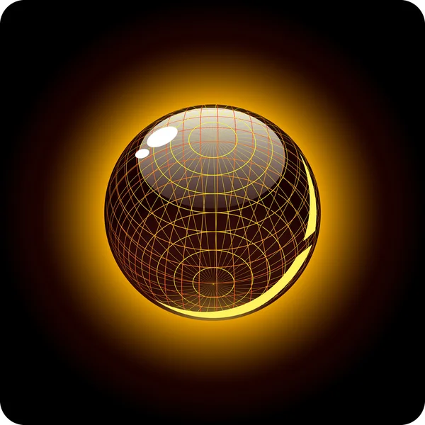 Чорна глянцева сфера з апельсиновим пюре — стоковий вектор