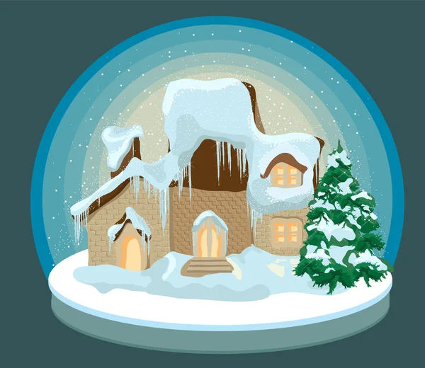 Świąteczny dom w śniegu — Wektor stockowy