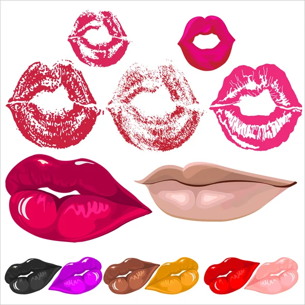 Vecteurs lèvres et baiser — Image vectorielle