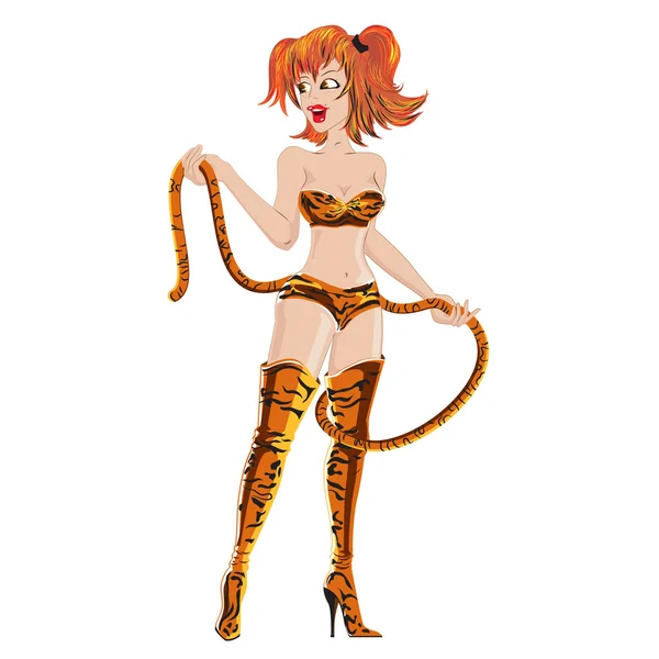 Chica tigre — Archivo Imágenes Vectoriales