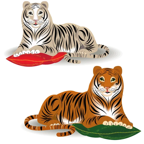 Bengal och amur tiger — Stock vektor