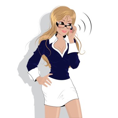 Girl with on the phone clipart