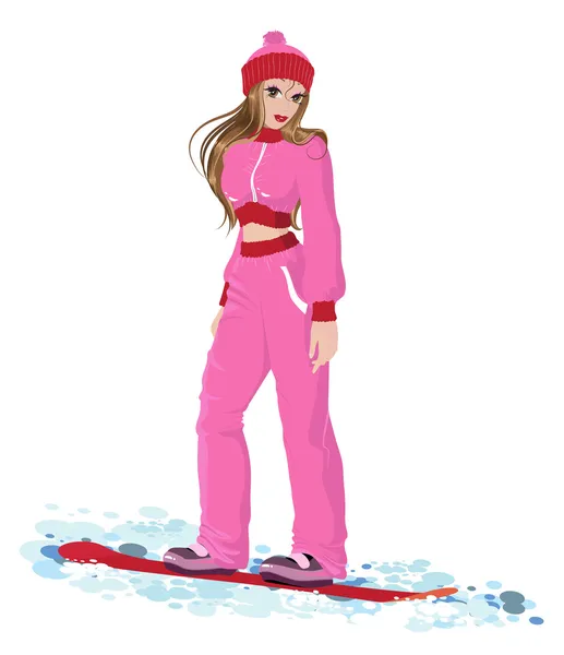 Ragazza snowboard — Vettoriale Stock