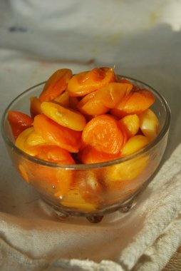Dried apricots in a teabowl clipart