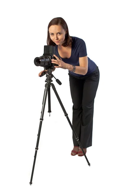 stock image Beautiful female photographer