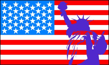 Statue of liberty with American flag clipart