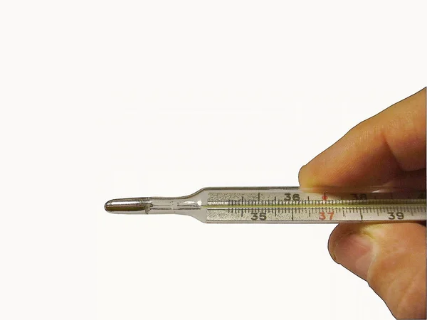 Hånd med termometer – stockfoto
