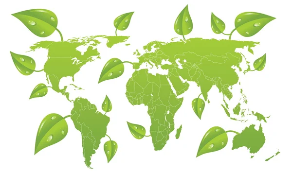 Vector green world map. — Stock Vector