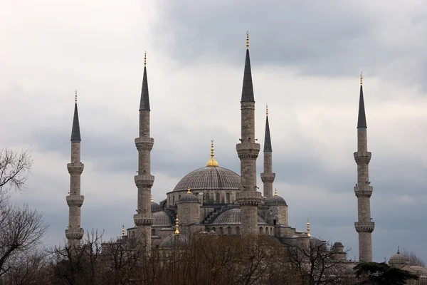 土耳其伊斯坦布尔蓝色清真寺冬季的横向图像 — 图库照片