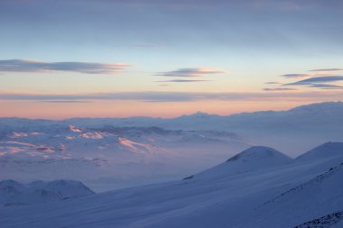 Winter frozen cloudscape, Mount Erciyes view, Turkey clipart