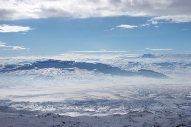 Winter snowy mountains near Mount Ararat, Turkey clipart