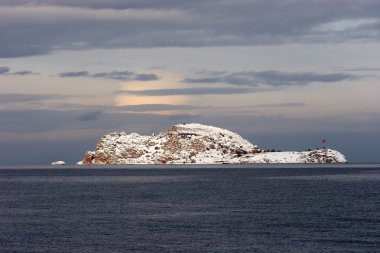 Akdamar Island covered with snow, Van lake, Turkey clipart