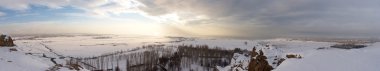 Winter panorama of Lake Van shore, Turkey clipart