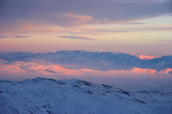 Winter-Alpenglühen, Blick vom Berg Erciyes, Türkei — Stockfoto