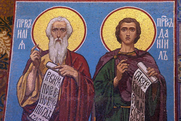 Ikona mozaiky v ruském ortodoxním kostele Spasitele, Petrohrad — Stock fotografie