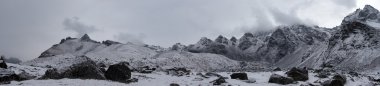 Bad weather mountain panorama, Renjo Pass trail, Himalayas, Nepal clipart