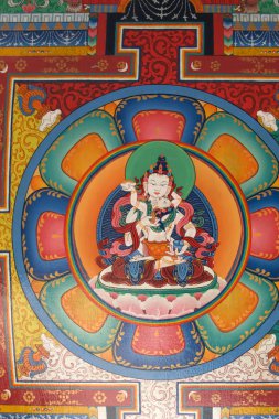 Buddhist painting at ceiling of a gate, Everest trek, Himalayas, Nepal clipart