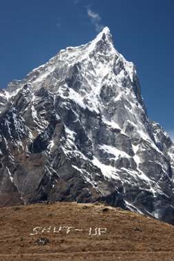 Mountain silence message, Everest trek, Himalayas, Nepal clipart